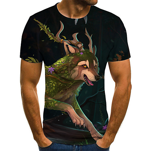 

Men's 3D Print T-shirt Daily Round Neck Green / Short Sleeve