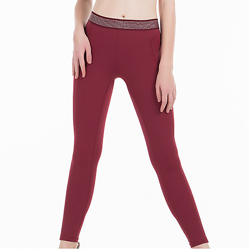 

Women's High Waist Yoga Pants Solid Color Black Dark Red Green Running Fitness Gym Workout Tights Leggings Sport Activewear Quick Dry Butt Lift Tummy Control High Elasticity Skinny