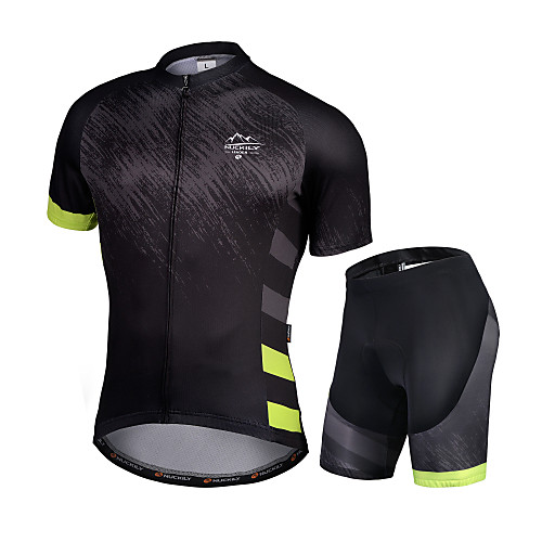 

Nuckily Men's Short Sleeve Cycling Jersey with Shorts Black / Green Gradient Bike Quick Dry Sports Gradient Road Bike Cycling Clothing Apparel