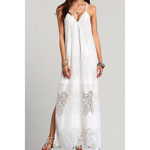 

Women's Strap Dress Maxi long Dress White Black Sleeveless Solid Color Summer Elegant 2021 S M L XL XXL 3XL 4XL 5XL