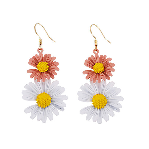 

Women's Drop Earrings Ear Tunnels Braided Flower Tropical Fashion Oversized Resin Earrings Jewelry White / Yellow / Light Green For Wedding Party Carnival 2pcs