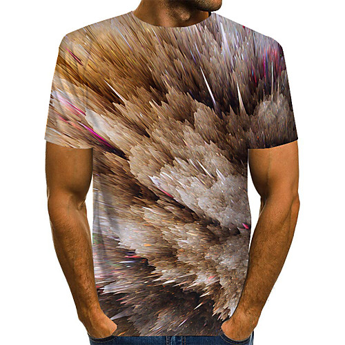 

Men's 3D T-shirt Basic Exaggerated Daily Round Neck Rainbow / Short Sleeve