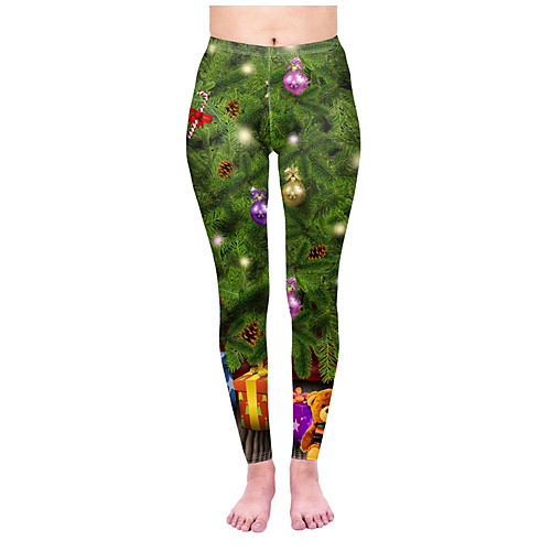 

Women's Yoga Pants 3D Print Green Elastane Yoga Running Fitness Tights Leggings Sport Activewear Quick Dry Tummy Control Butt Lift Moisture Wicking High Elasticity Skinny