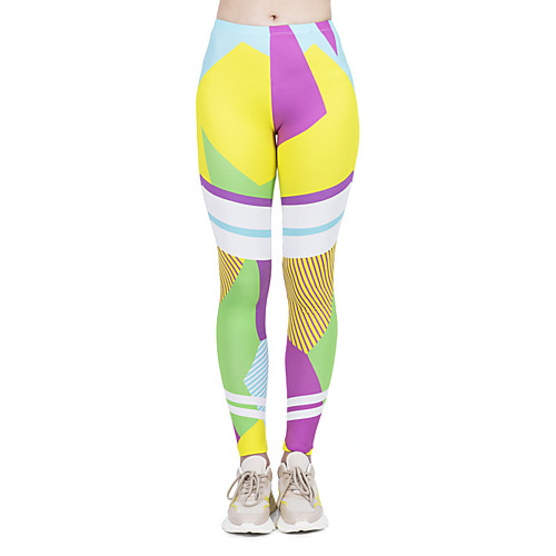 

Women's Yoga Pants 3D Print Yellow Elastane Yoga Running Fitness Tights Leggings Sport Activewear Quick Dry Tummy Control Butt Lift Moisture Wicking High Elasticity Skinny