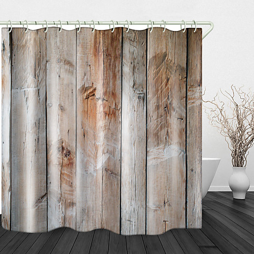 

Vintage Wooden Board Digital Print Waterproof Fabric Shower Curtain for Bathroom Home Decor Covered Bathtub Curtains Liner Includes with Hooks