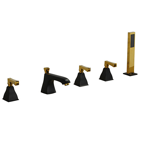 

Bathtub Faucet - Contemporary Ti-PVD / Painted Finishes Tub And Shower Ceramic Valve Bath Shower Mixer Taps