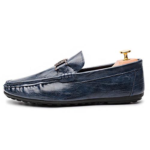 

Men's Summer / Fall Classic / British Daily Home Loafers & Slip-Ons Walking Shoes Nappa Leather Black / Blue