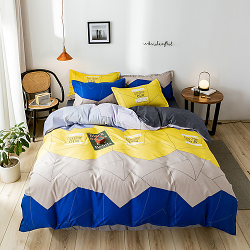 

Classic bedding set 4 size geometric printing summer bed linen 4pcs/set duvet cover set Pastoral bed sheet AB side duvet cove