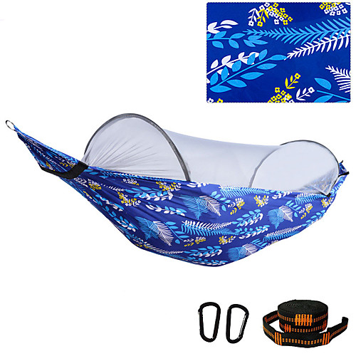 

Camping Hammock with Pop Up Mosquito Net Outdoor Portable Breathable Anti-Mosquito Ultra Light (UL) Breathability Parachute Nylon with Carabiners and Tree Straps for 2 person Camping / Hiking Hunting