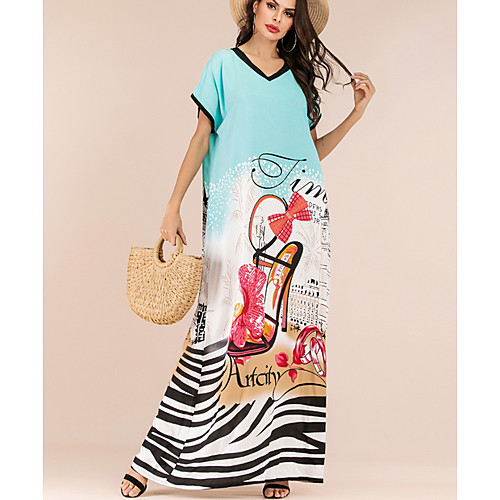 

Women's Sheath Dress Maxi long Dress - Short Sleeves Floral Summer Elegant 2020 Green L XL XXL XXXL
