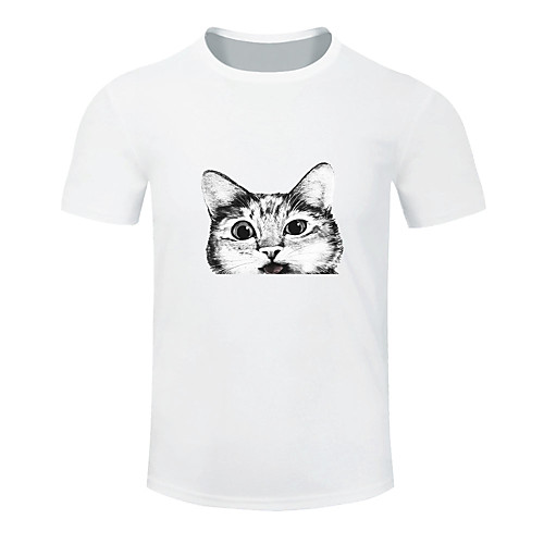

Men's Short Sleeve Running Shirt Tee Tshirt Top Summer Cotton Moisture Wicking Breathable Soft Gym Workout Running Walking Jogging Sportswear Cat Plus Size White Black Burgundy Royal Blue Beige Gray