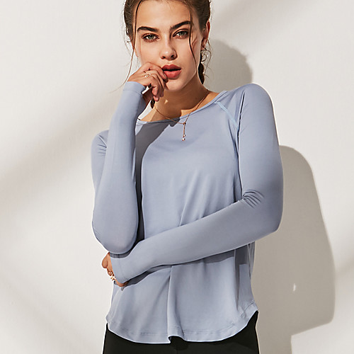 

Women's Yoga Top Cut Out Solid Color Black Purple Pink Blue Gray Elastane Running Fitness Gym Workout Tee / T-shirt Long Sleeve Sport Activewear Breathable Quick Dry Comfortable Stretchy