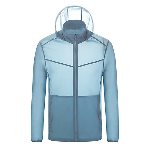 

Men's Full Zip Elastane Track Jacket Hoodie Jacket Running Jacket Hooded Running Walking Fitness UV Sun Protection UPF50 Sportswear Jacket Top Long Sleeve Activewear Micro-elastic / Windbreaker