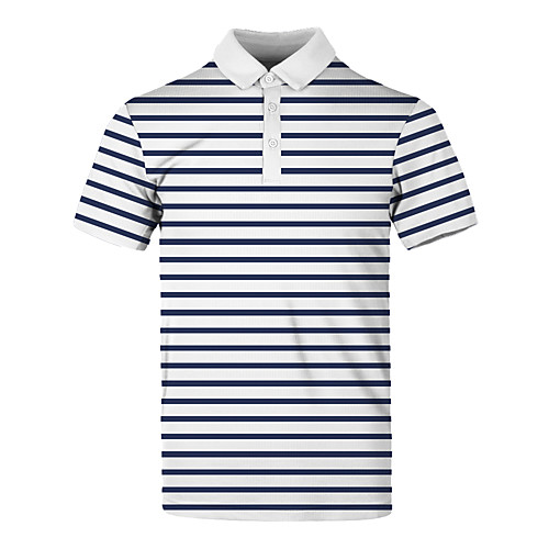 

Men's Striped Polo Basic Elegant Daily Work White