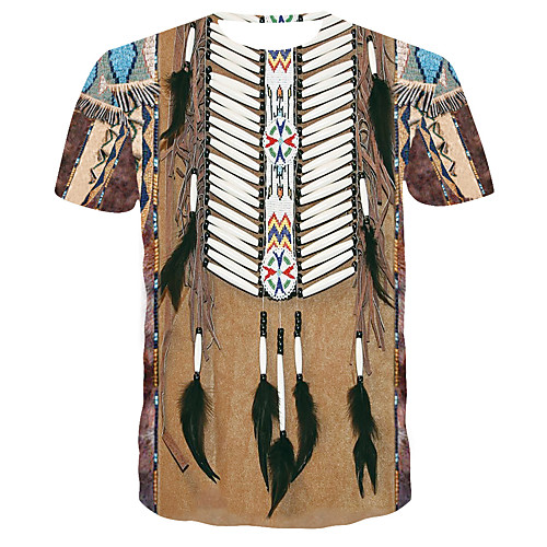 

Men's 3D Print T-shirt Daily Round Neck Brown / Short Sleeve