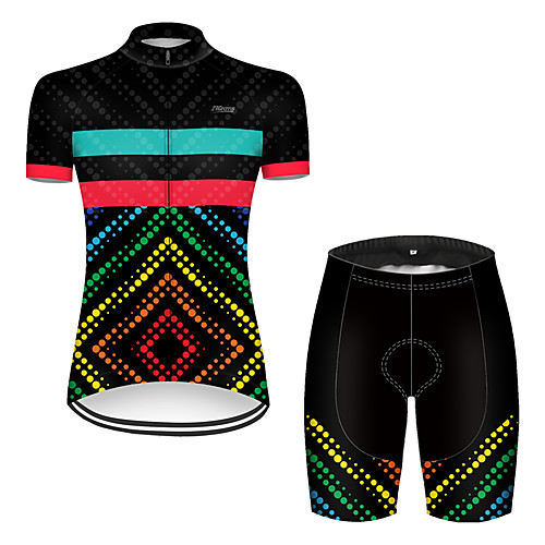 

21Grams Women's Short Sleeve Cycling Jersey with Shorts Polyester Black / Red Polka Dot Gradient Bike Clothing Suit Breathable Quick Dry Ultraviolet Resistant Reflective Strips Sweat-wicking Sports