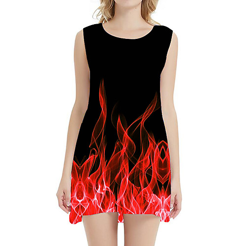 

Women's A Line Dress - Sleeveless Geometric Print Patchwork Summer 3D Print Sexy Daily Holiday Belt Not Included 2020 Blue Purple Red Yellow Green S M L XL XXL XXXL