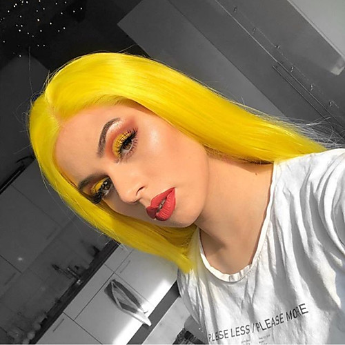 

Synthetic Lace Front Wig Straight Gaga Middle Part Lace Front Wig Long Yellow Synthetic Hair 22-26 inch Women's Heat Resistant Women Hot Sale Yellow / Glueless