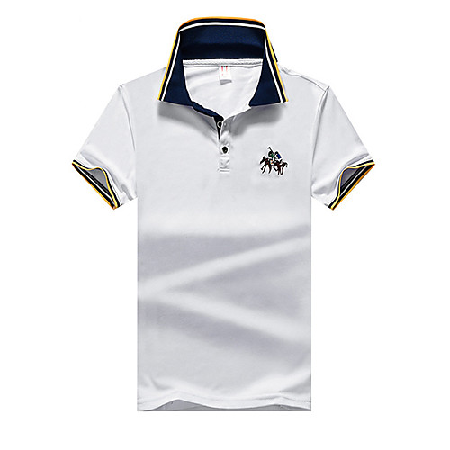 

Men's Solid Colored Black Embroidered Patchwork Polo Basic Daily Work White / Blue / Yellow / Short Sleeve