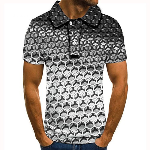 

Men's Graphic 3D Print Print Polo Daily Gray / Short Sleeve