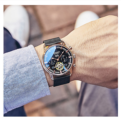 

Men's Mechanical Watch Automatic self-winding Stainless Steel Water Resistant / Waterproof Calendar / date / day Day Date Analog Fashion Cool - BlackGloden Black Gold
