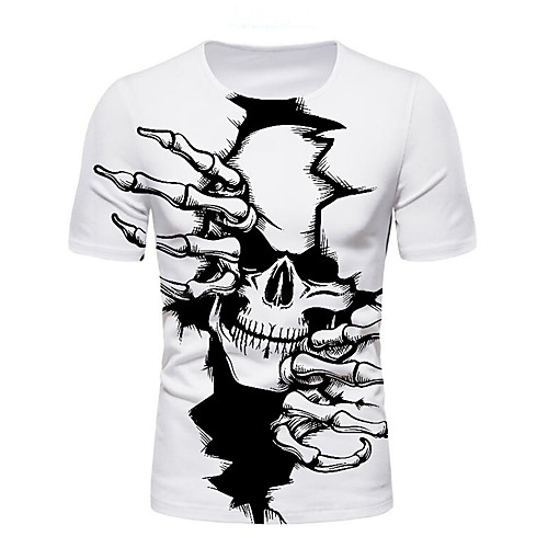 

Men's Graphic Skull Print T-shirt Daily White