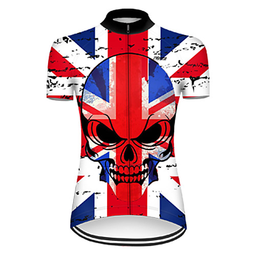 

21Grams Women's Short Sleeve Cycling Jersey RedBlue Skull Bike Top Mountain Bike MTB Road Bike Cycling Breathable Sports Clothing Apparel / Micro-elastic