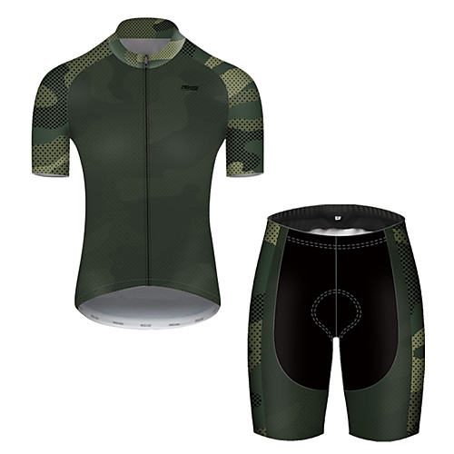 

21Grams Men's Short Sleeve Cycling Jersey with Shorts Nylon Polyester Camouflage Patchwork Camo / Camouflage Bike Clothing Suit Breathable 3D Pad Quick Dry Ultraviolet Resistant Reflective Strips