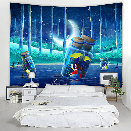 

Wishing Drift Bottle Digital Printed Tapestry Decor Wall Art Tablecloths Bedspread Picnic Blanket Beach Throw Tapestries Colorful Bedroom Hall Dorm Living Room Hanging