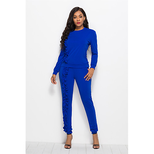 

Women's Basic Set - Solid Colored, Ruffle Pant