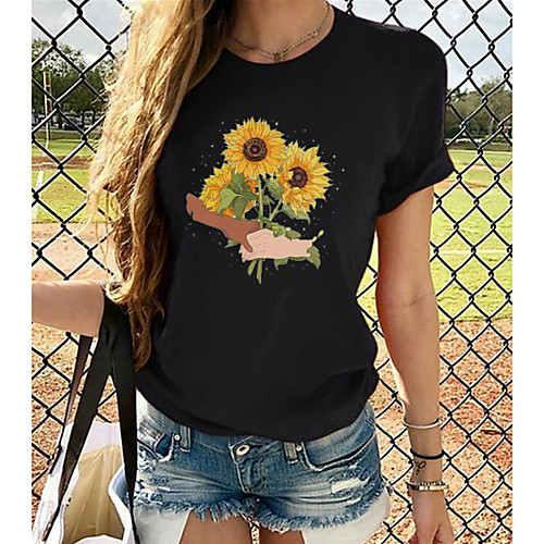 

Women's Tops Graphic 3D Print T-shirt - Print Round Neck Basic Daily Spring Summer Rainbow XS S M L XL 2XL 3XL 4XL 5XL 6XL