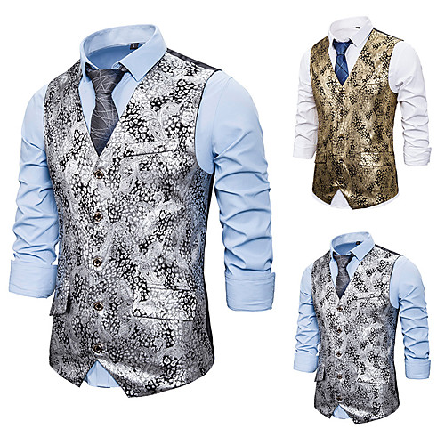 

Plague Doctor Vintage Gothic Steampunk Masquerade Vest Waistcoat Men's Costume Golden / Silver Vintage Cosplay Event / Party Sleeveless