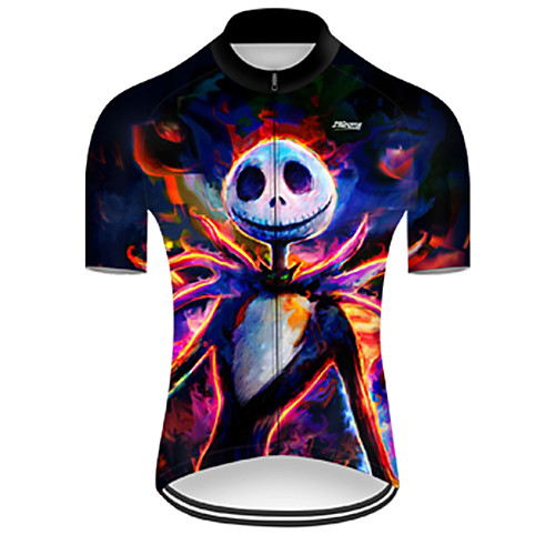 

21Grams Men's Short Sleeve Cycling Jersey Nylon Black / Red Gradient 3D Skull Bike Jersey Top Mountain Bike MTB Road Bike Cycling Quick Dry Breathable Sports Clothing Apparel / Micro-elastic