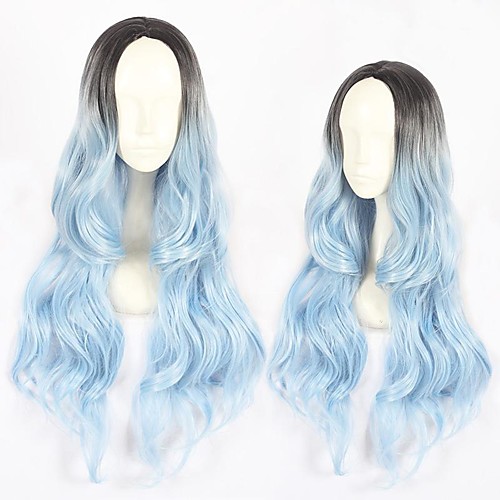 

Cosplay Wig Lolita Curly Cosplay Halloween Middle Part Wig Long Black / Blue Synthetic Hair 23 inch Women's Anime Cosplay Comfortable Blue