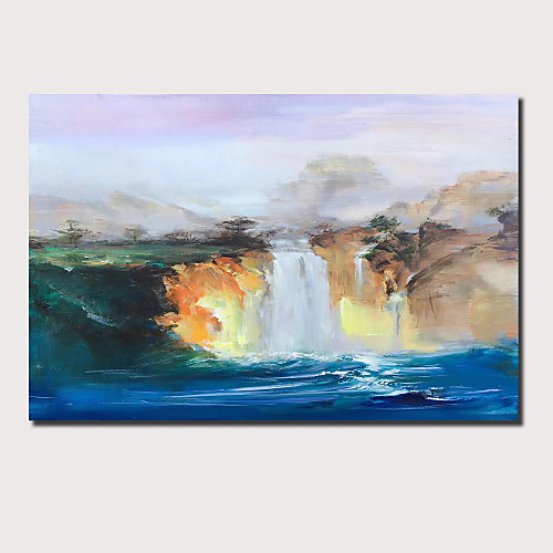 

Oil Painting Hand Painted Horizontal Panoramic Abstract Landscape Comtemporary Modern Stretched Canvas