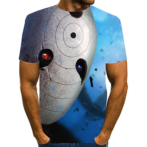 

Men's Geometric Graphic Print T-shirt Street chic Exaggerated Daily Going out Rainbow