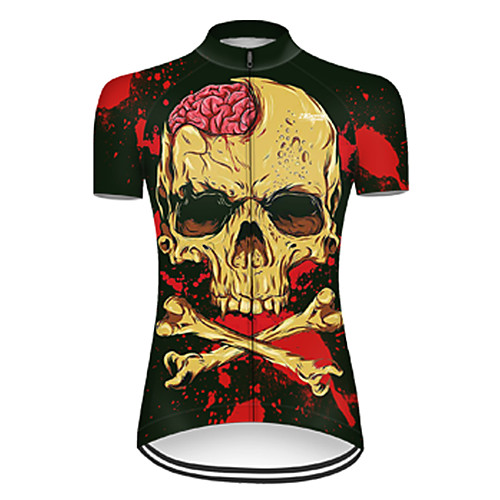 

21Grams Women's Short Sleeve Cycling Jersey Nylon Black / Red Tie Dye 3D Skull Bike Jersey Top Mountain Bike MTB Road Bike Cycling Quick Dry Breathable Sports Clothing Apparel / Micro-elastic