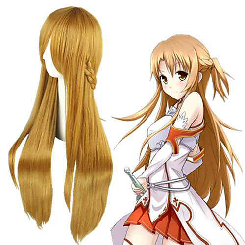 

Cosplay Costume Wig Cosplay Wig Asuna Yuuki SAO Swords Art Online Straight Cosplay Asymmetrical With Bangs Wig Very Long Brown Synthetic Hair 36 inch Women's Anime Cosplay Classic Brown