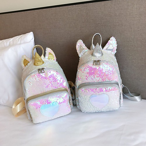 

Mini 25L Travel Backpack Fashion Sequins Unicorn Cartoon Cute Design for Women Girl's Gift Travel Casual / Daily Polyester Travel Bag 241129 cm