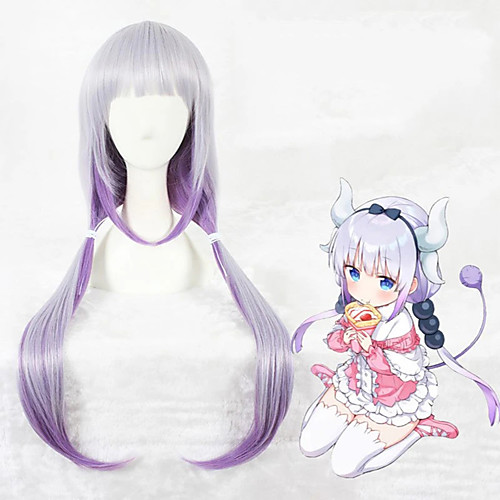 

Cosplay Wig Kanna Kobayashi Kobayashi Maid Dragon Straight Cosplay Neat Bang With Bangs Wig Very Long Black / Purple Synthetic Hair 32 inch Women's Anime Cosplay Party Purple Mixed Color