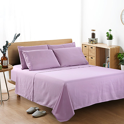 

Bedding Set Sheet Set Fitted Sheet Size 4 PCS White Gray Flat Sheet Brushed Microfiber Silky Bedding Collection Sheet and Pillowcases Single Full Queen King Cal-King