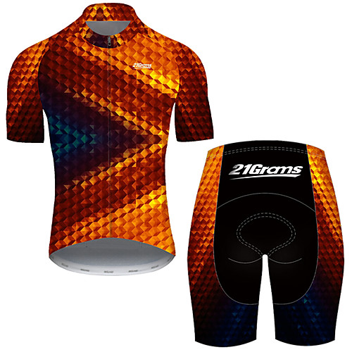 

21Grams Men's Short Sleeve Cycling Jersey with Shorts Nylon Polyester Black / Red 3D Stripes Gradient Bike Clothing Suit Breathable 3D Pad Quick Dry Ultraviolet Resistant Reflective Strips Sports 3D