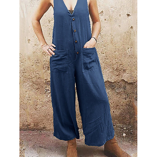 

Women's White Blue Green Jumpsuit Onesie, Solid Colored S M L