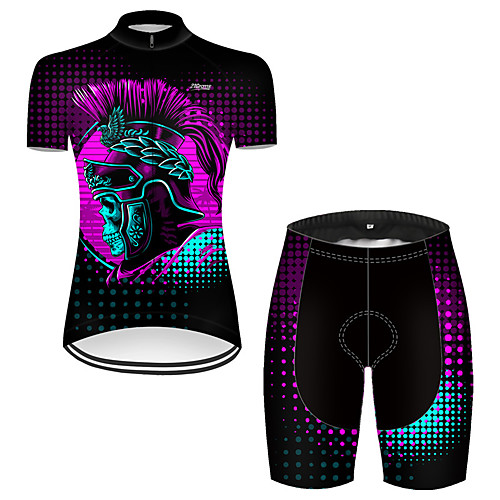 

21Grams Women's Short Sleeve Cycling Jersey with Shorts Nylon Polyester Black / Red 3D Novelty Skull Bike Clothing Suit Breathable 3D Pad Quick Dry Ultraviolet Resistant Reflective Strips Sports 3D