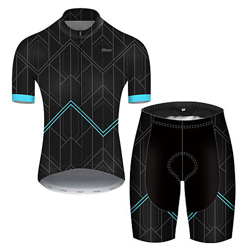 

21Grams Men's Short Sleeve Cycling Jersey with Shorts Black / Blue Bike Breathable Sports Patterned Mountain Bike MTB Road Bike Cycling Clothing Apparel / Stretchy