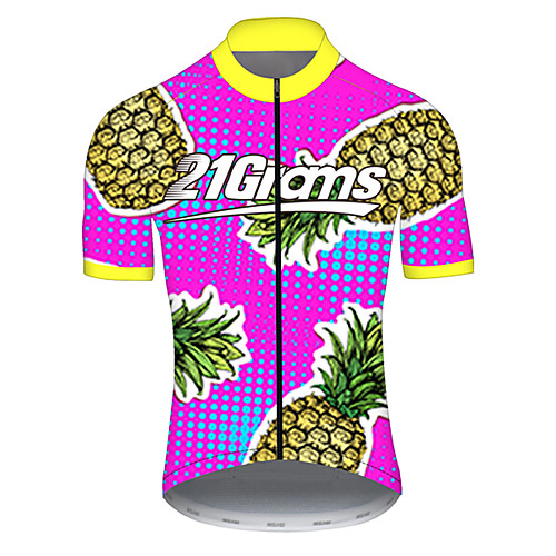 

21Grams Men's Short Sleeve Cycling Jersey Nylon Polyester PinkGreen Fruit Pineapple Bike Jersey Top Mountain Bike MTB Road Bike Cycling Breathable Quick Dry Ultraviolet Resistant Sports Clothing