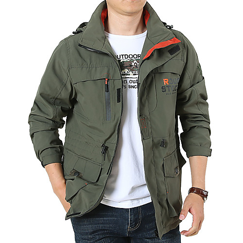 

Men's Hiking Jacket Military Tactical Jacket Winter Outdoor Thermal Warm Waterproof Lightweight Breathable Jacket Top Camping / Hiking Hunting Fishing Army Green Khaki Dark Blue / Casual