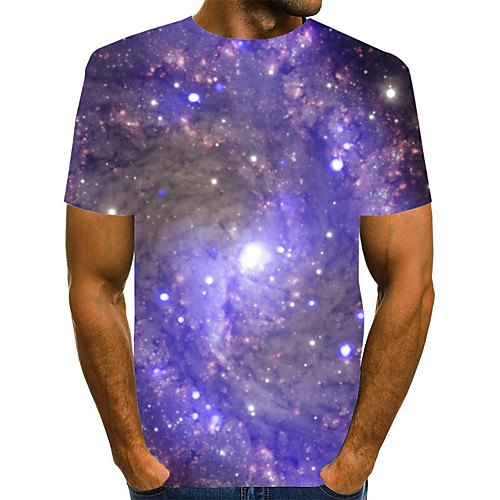 

Men's Galaxy Graphic Space Print T-shirt Street chic Exaggerated Daily Going out Rainbow