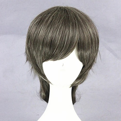 

Cosplay Wig Lolita Curly Cosplay Halloween With Ponytail Wig Medium Length Grey Synthetic Hair 16 inch Men's Anime Cosplay Cool Mixed Color