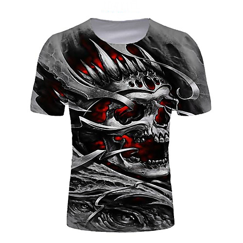 

Men's T shirt Graphic Skull Short Sleeve Daily Tops Basic Elegant Black
